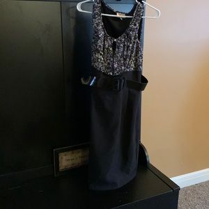 Black/floral belted dress